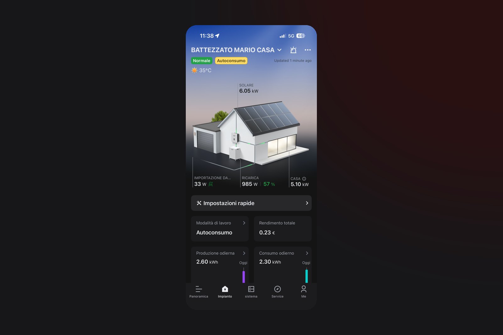 Applicazione di monitoraggio della produzione fotovoltaica su smartphone